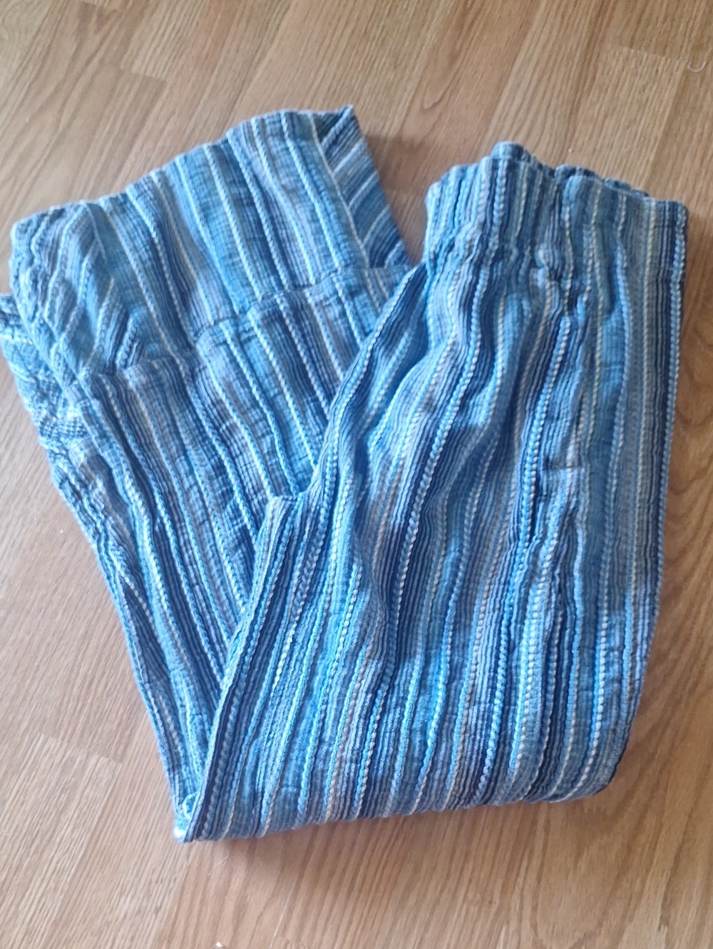 Free People Blue Striped Ribbed Pull-On Pants